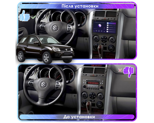 Штатная магнитола Lesko для Suzuki Grand Vitara III Рестайлинг 2 2012-2015 экран 9" 2/32Gb Wi-Fi GPS Base