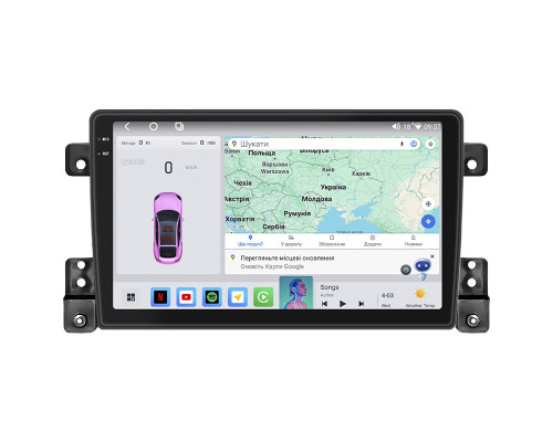 Штатная магнитола Lesko для Suzuki Grand Vitara III Рестайлинг 2 2012-2015 экран 9" 4/64 QLED CarPlay 4G Wi-Fi GPS 360 Prime