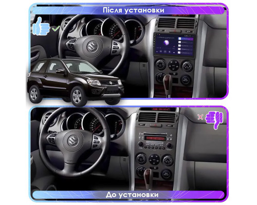 Штатная магнитола Lesko для Suzuki Grand Vitara III Рестайлинг 2 2012-2015 экран 9" 6/128Gb 4G Wi-Fi GPS Top