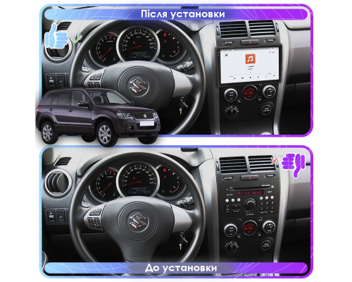 Штатная магнитола Lesko для Suzuki Grand Vitara III Рестайлинг 2008-2012 экран 9" 4/64 QLED CarPlay 4G Wi-Fi GPS 360 Prime