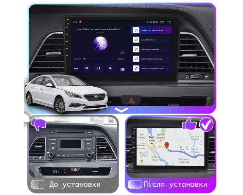 Штатная магнитола Lesko для Hyundai Sonata VII (LF) 2014-2017 экран 9" 4/32Gb 4G Wi-Fi GPS Top