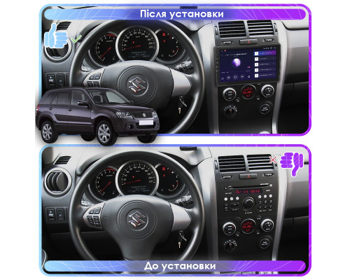 Штатная магнитола Lesko для Suzuki Grand Vitara III Рестайлинг 2008-2012 экран 9" 4/32Gb 4G Wi-Fi GPS Top