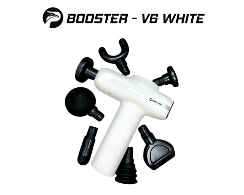 Массажный пистолет Booster V6 White, перкуссионный массажер для тела и мышц