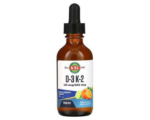 Вітаміни D3 та K2, Vitamin D-3 K-2 Drop Ins, KAL, цитрусовий смак, 59 мл