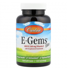 Вітамін Е, E-Gems, Elite, Vitamin E, Carlson, з токоферолами та токотрієнолами, 120 гелевих капсул