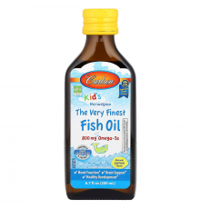 Риб'ячий жир для дітей, Fish Oil, Carlson, норвезький, зі смаком лимона, 800 мг, 200 мл