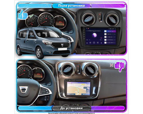 Штатная магнитола Lesko для Dacia Dokker I 2012-2017 экран 9" 4/64Gb CarPlay 4G Wi-Fi GPS Prime