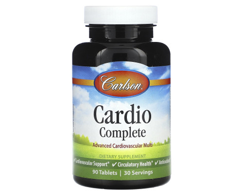 Кардіо комплекс, Cardio Complete, Carlson, покращений кардіоваскулярний мультивітамінний комплекс, 90 таблеток