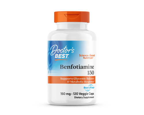 Бенфотіамін, Benfotiamine 150 with BenfoPure™, Doctor's Best, з BenfoPure™, 150 мг, 120 веганських капсул