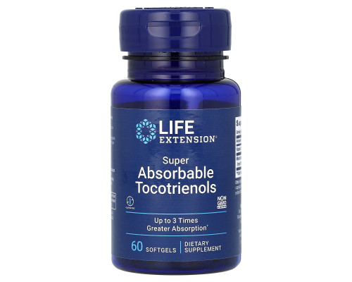 Вітамін Е, токофероли, Super Absorbable Tocotrienolss, Life Extension, 60 гелевих капсул
