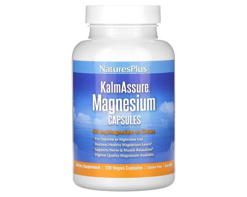 Цитрат магнію, Magnesium, Nature's Plus, Kalmassure, 420 мг, 120 веганських капсул (105 мг на капсулу)