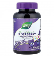 Підтримка імунітету у дітей віком від 2 років, Immune Gummy with Zinc & Vitamin C, Nature's Way, бузина з цинком та вітаміном C, 60 жувальних цукерок