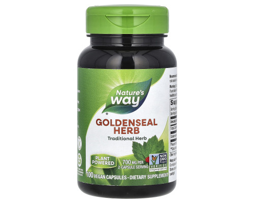 Гідрастис канадський, жовтокорінь, Goldenseal Herb, Nature's Way, 700 мг, 100 вегетаріанських капсул (350 мг у капсулі)