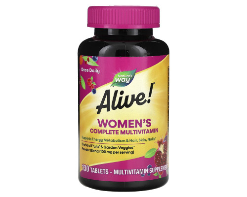Мультивітаміни для жінок, Women's Complete Multivitamin, Nature's Way, Alive!, 130 таблеток