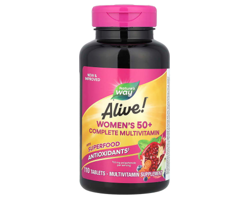 Мультивітаміни для жінок віком від 50 років, Women's 50+ Complete, Alive!, Nature's Way, повний комплекс, 110 таблеток