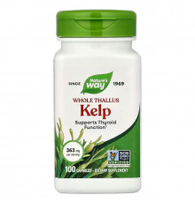 Ламінарія, Kelp, Whole Thallus, Nature's Way, 363 мг, 100 веганських капсул
