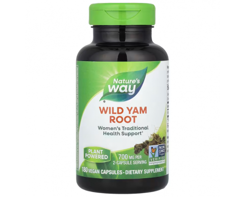 Дикий ямс, Wild Yam, Nature's Way, корінь, 700 мг, 180 веганських капсул (350 мг в капсулі)