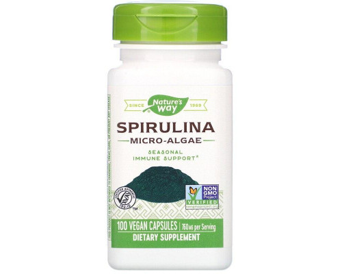 Спіруліна, Spirulina, Nature's Way, мікроводорості, 760 мг, 100 веганських капсул