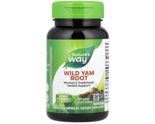 Дикий ямс, Wild Yam, Nature's Way, корінь, 700 мг, 100 веганських капсул (350 мг в капсулі)