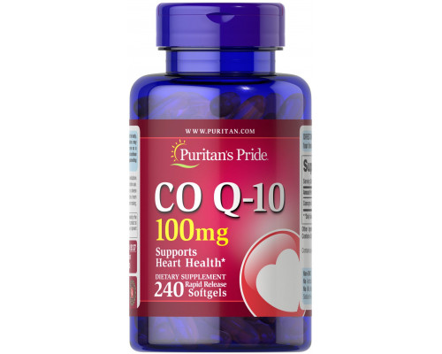 Коензим Q10, CO Q-10, Puritan's Pride, 100 мг, 240 гелевих капсул швидкого вивільнення