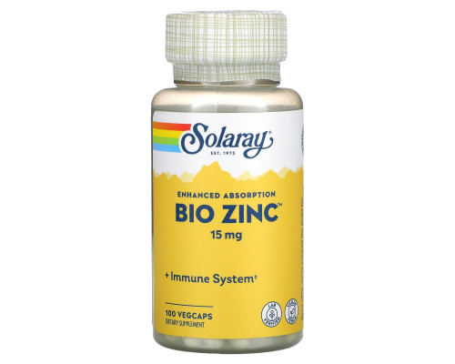 Біо цинк, Bio Zinc, Solaray, 100 капсул