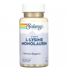 L-лізин монолаурін, L-Lysine Monolaurin, Solaray, 60 вегетаріанських капсул