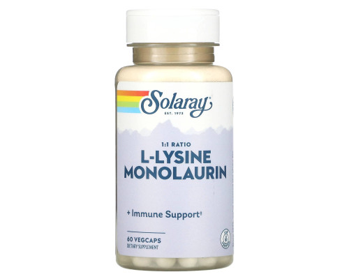L-лізин монолаурін, L-Lysine Monolaurin, Solaray, 60 вегетаріанських капсул