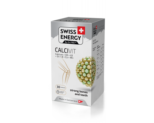 Кальцій + Вітамін D3 + Вітамін К2, CALCIVIT Calcium+Vitamin D3+Vitamin K2, Swiss Energy, 30 капсул