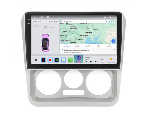 Штатная магнитола Lesko для Geely CK (Otaka) I Рестайлинг 2008-2016 экран 9" 4/64 QLED CarPlay 4G Wi-Fi GPS 360 Prime