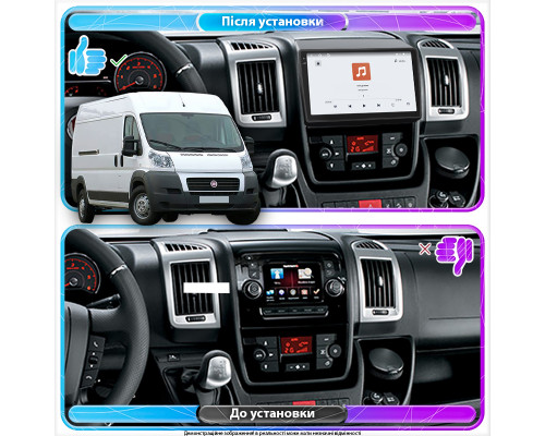 Штатная магнитола Lesko для Fiat Ducato II Рестайлинг 2011-н.в. экран 9" 4/64 QLED CarPlay 4G Wi-Fi GPS 360 Prime