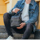 Сумка-барсетка мужская 19х22х5, мессенджер через плечо кожаная Tiding Bag BON6165 черный