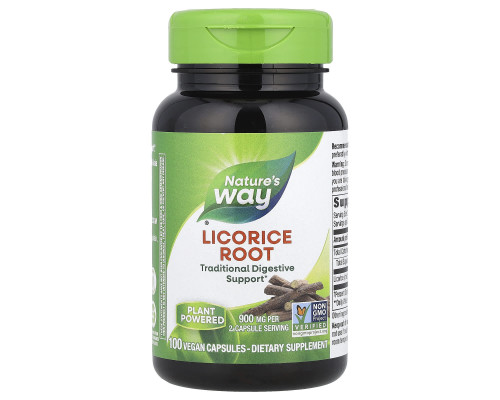 Корінь солодки (Licorice), Nature's Way, 900 мг, 100 веганських капсул (450 мг у капсулі)