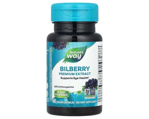 Чорниця, Bilberry, Nature's Way, преміум екстракт, 60 веганських капсул