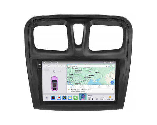 Штатная магнитола Lesko для Dacia Logan II Рестайлинг 2016-2020 экран 9" 4/64 QLED CarPlay 4G Wi-Fi GPS 360 Prime