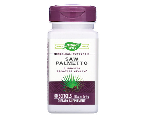Со Пальметто, Saw Palmetto, Nature's Way, 160 мг, 60 гелевих капсул