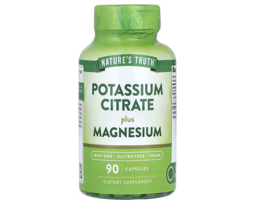Калій цитрат плюс магній, Potassium Citrate Plus Magnesium, Nature's Truth, 90 капсул