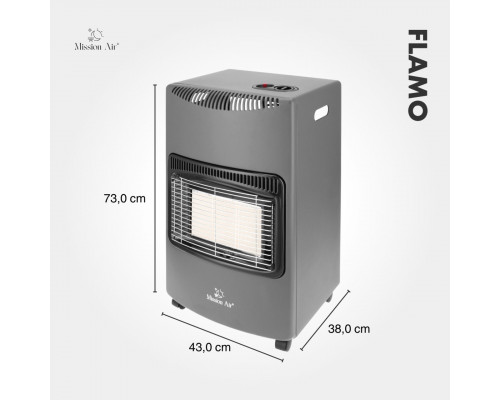 Портативный газовый обогреватель FLAMO 3 режима мощности (1400 Вт, 2750 Вт, 4100 Вт) + шланг + редуктор, Польша
