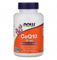 Коензим Q10, CoQ10, Now Foods, 30 мг, 240 вегетаріанських капсул