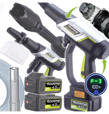 Аккумуляторная мойка высокого давления Toolme TM280 PRO BRUSHLESS 450 Вт с алюминиевой помпой, 2 АКБ 21В, пеногенератор (Польша)