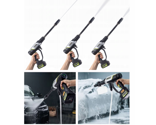 Аккумуляторная мойка высокого давления Toolme TM280 PRO BRUSHLESS 450 Вт с алюминиевой помпой, 2 АКБ 21В, пеногенератор (Польша)