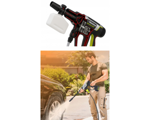 Аккумуляторная мойка высокого давления Toolme TM280 PRO BRUSHLESS 450 Вт с алюминиевой помпой, 2 АКБ 21В, пеногенератор (Польша)