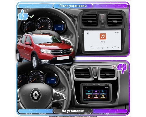 Штатная магнитола Lesko для Dacia Sandero II ver 3 2012-2016 экран 10" 4/64 QLED CarPlay 4G Wi-Fi GPS 360 Prime