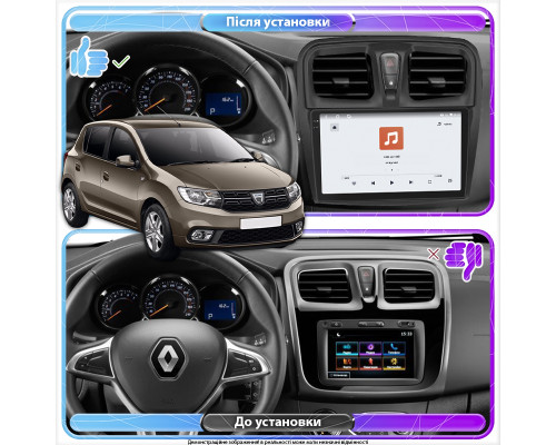 Штатная магнитола Lesko для Dacia Sandero II Рестайлинг ver 3 2016-2020 экран 10" 4/64 QLED CarPlay 4G Wi-Fi GPS 360 Prime