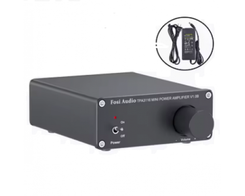 Підсилювач звуку Fosi Audio V1.0 black+ блок живлення 19V, 2x50W