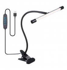 Настольная LED лампа M006-1 с прищепкой переносная светодиодная гибкая USB Black