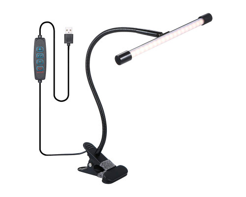 Настольная LED лампа M006-1 с прищепкой переносная светодиодная гибкая USB Black