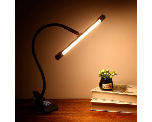 Настольная LED лампа M006-1 с прищепкой переносная светодиодная гибкая USB Black