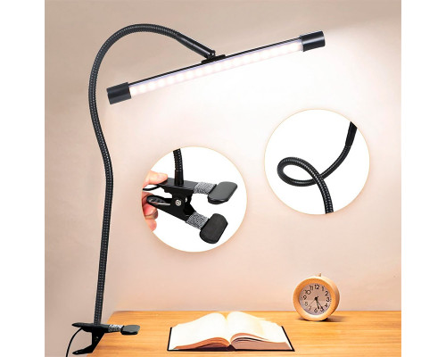 Настольная LED лампа M006-1 с прищепкой переносная светодиодная гибкая USB Black