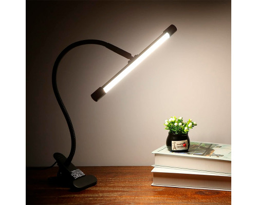 Настольная LED лампа M006-1 с прищепкой переносная светодиодная гибкая USB Black