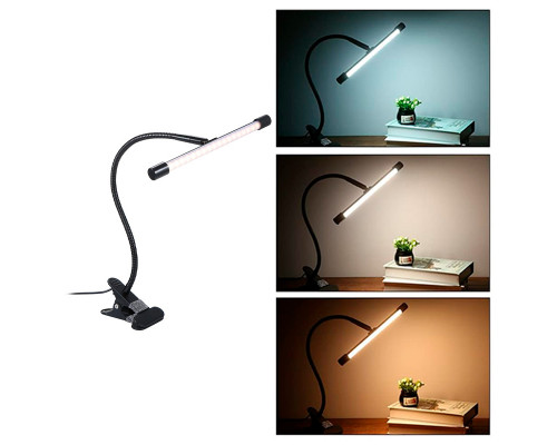 Настольная LED лампа M006-1 с прищепкой переносная светодиодная гибкая USB Black